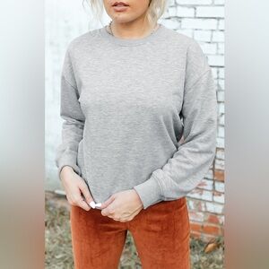 Drop Shoulder Ribbed Trim Sweatshirt